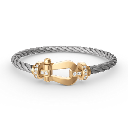 [Kincade Jewelrys]FORCE LARGE HORSESHOE HALF DIAMOND BRACELET GOLD