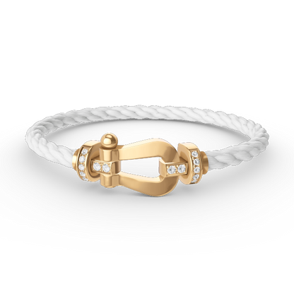 [Kincade Jewelrys]FORCE LARGE HORSESHOE HALF DIAMOND BRACELET GOLD