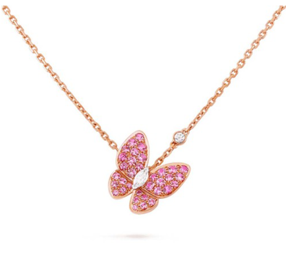 [Kincade Jewelrys]BUTTERFLY RED DIAMOND ROSE GOLD NECKLACE