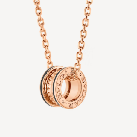 [Kincade Jewelrys]ZERO 1 ROCK PEDANT PINK GOLD BLACK NECKLACE