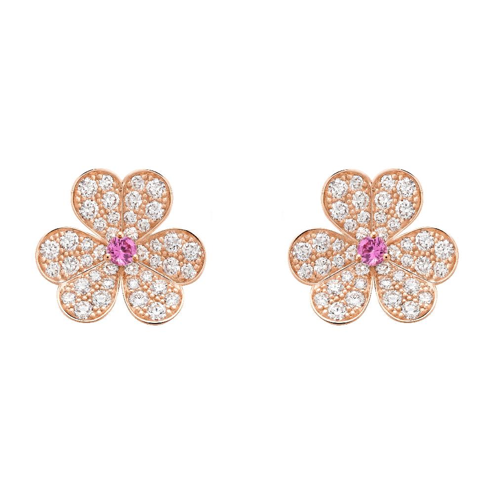 [Kincade Jewelrys]FRIVOLE PINK GOLD FLOWER DIAMOND EARRINGS