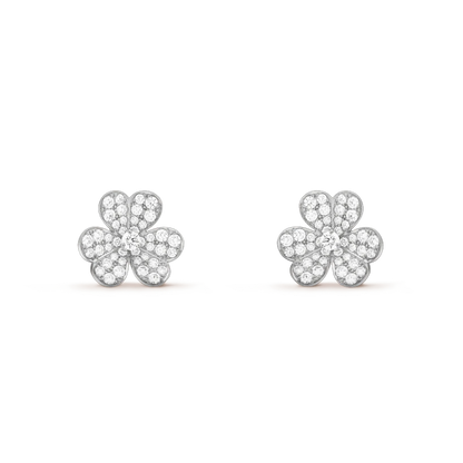 [Kincade Jewelrys]FRIVOLE SILVER FLOWER DIAMOND EARRINGS