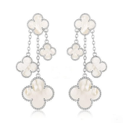 [Kincade Jewelrys]CLOVER EARRINGS WHITE MOP 4 MOTIFS SILVER