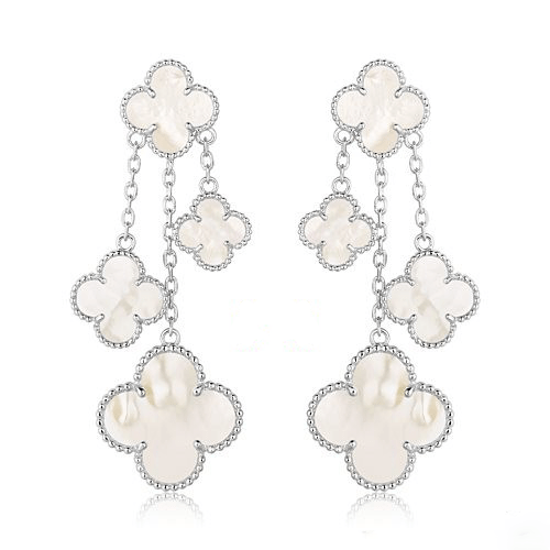 [Kincade Jewelrys]CLOVER EARRINGS WHITE MOP 4 MOTIFS SILVER