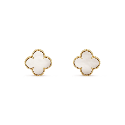 [Kincade Jewelrys]CLOVER MEDIUM 1 MOTIFS  WHITE MOP STUD EARRINGS