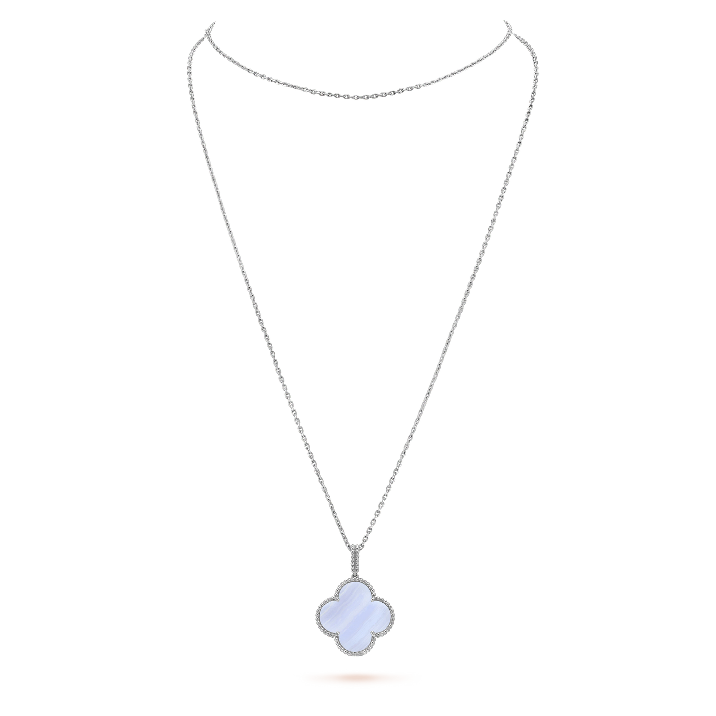 [Kincade Jewelrys]CLOVER SILVER CHALCEDONY BIG CLOVER NECKLACE