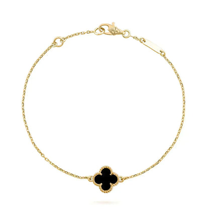 [Kincade Jewelrys]CLOVER ONYX SINGLE FLOWER BRACELET