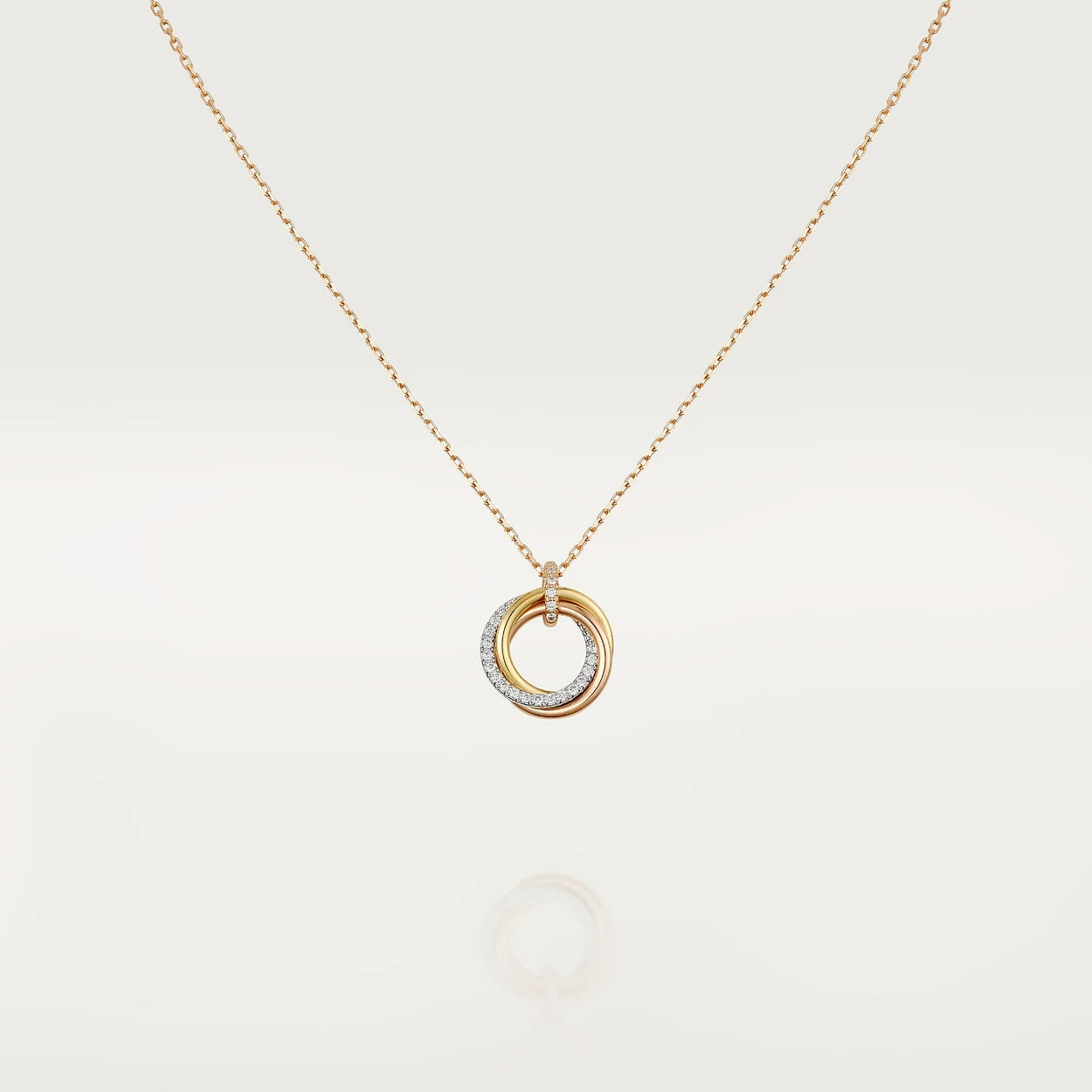 [Kincade Jewelrys]TRINITY NECKLACE SILVER GOLD PINK GOLD DIAMONDS