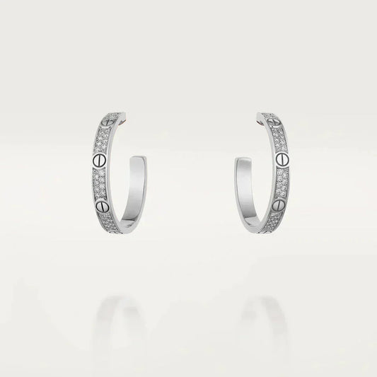 [Kincade Jewelrys]LOVE DIAMOND SILVER HOOP EARRINGS