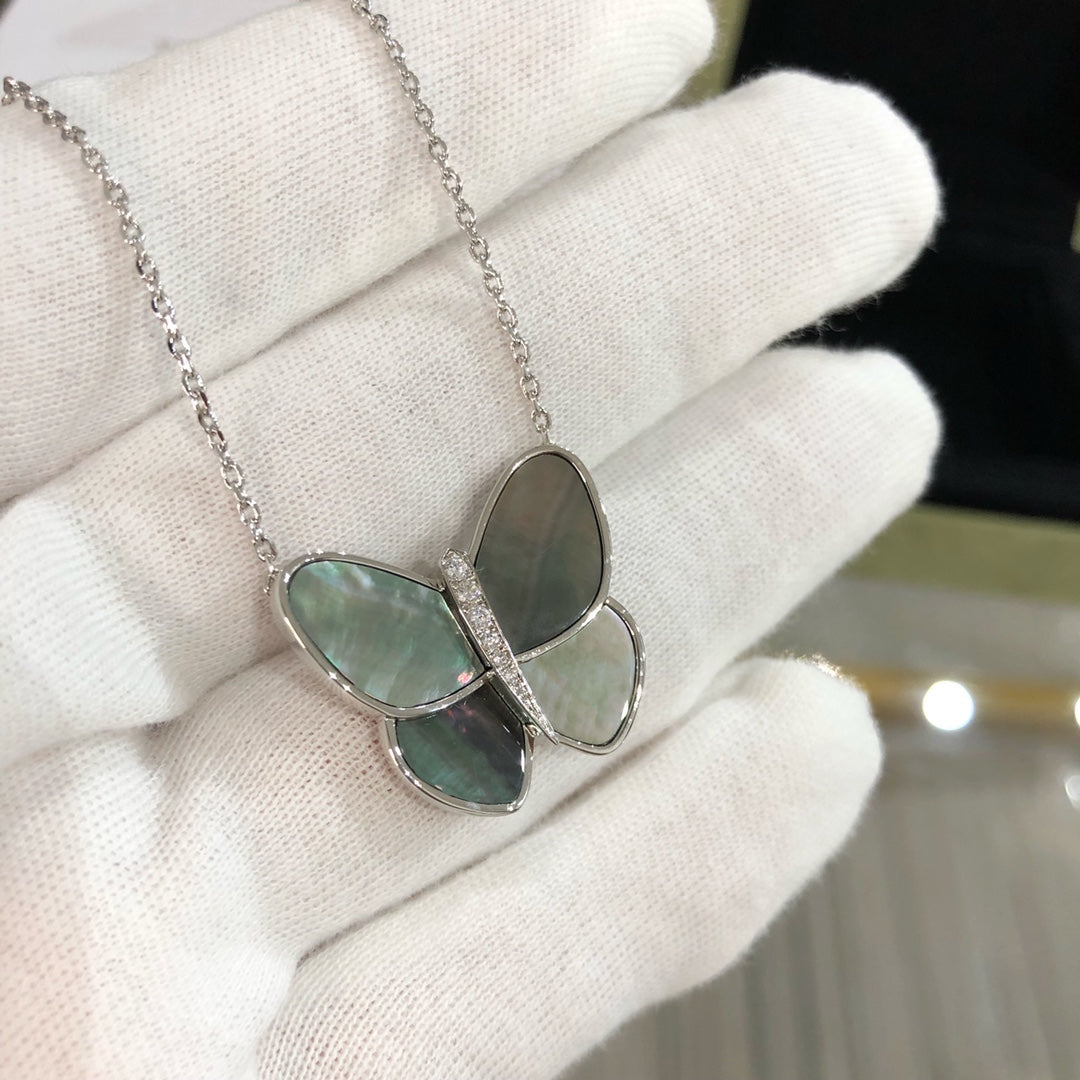 [Kincade Jewelrys]LARGE BUTTERFLY SILVER PENDANT DIAMOND NECKLACE