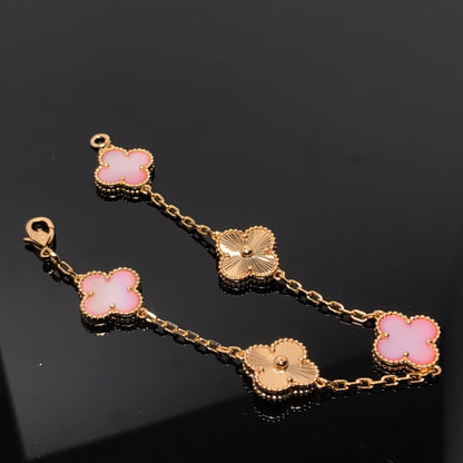 [Kincade Jewelrys]CLOVER BRACELET 5 MOTIF PINK AND PINK GOLD