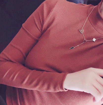 [Kincade Jewelrys]LUCKY SPRING 4 MOTIFS ROSE GOLD NECKLACE