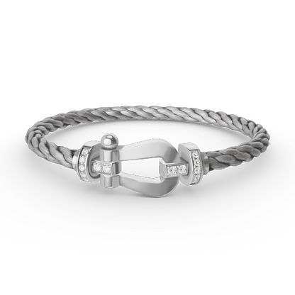 [Kincade Jewelrys]FORCE LARGE HORSESHOE HALF DIAMOND BRACELET SILVER